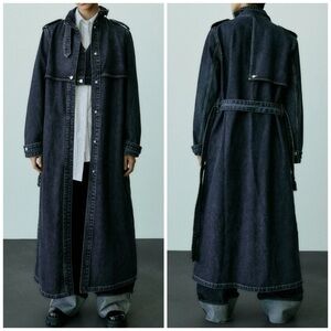 Zara Black Denim Trench Coat